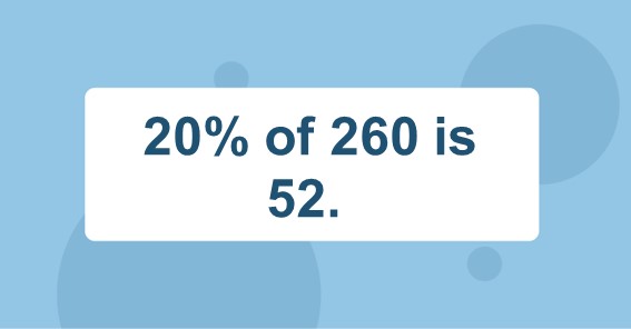 What Is 20 Of 260 Find 20 Percent Of 260 20 Of 260 